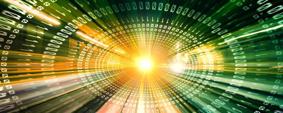 Digital data flow on road with motion blur to create vision of fast speed Stock Illustration