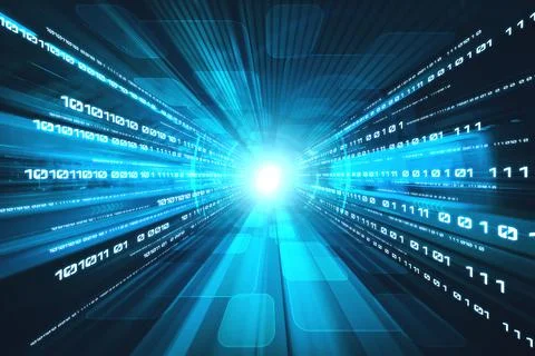 Digital data flow on road with motion blur to create vision of fast speed Stock Photos