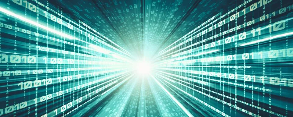 Digital data flow on road with motion blur to create vision of fast speed Stock Photos