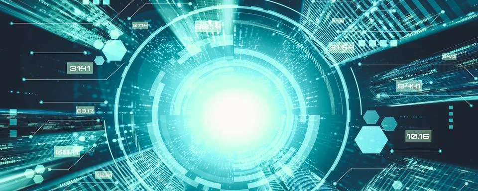 Digital data flow on road with motion blur to create vision of fast speed Stock Photos