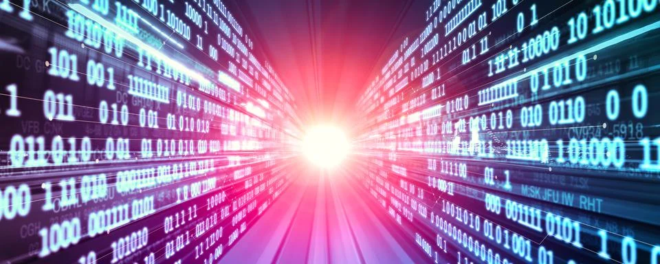 Digital data flow on road with motion blur to create vision of fast speed Stock Photos