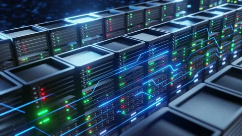 Digital data flow in server room futuristic. Stock Footage 230234289