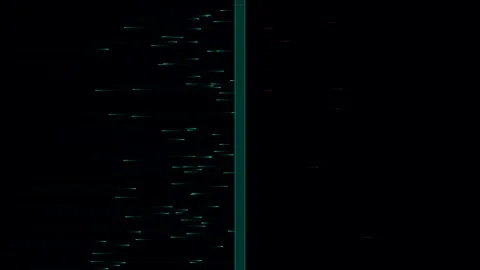 Digital Data Flow: Vertical Glitch Bar with Streaming Teal &amp; Red Particles 库存影片 339180378