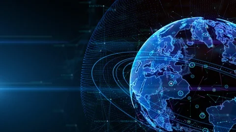 Digital data global network connections cyberspace. technology  background Co Stock Footage 111361092