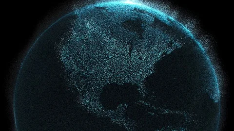 Digital data globe 3d animation - North America Stock Footage 111526334