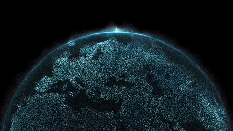 Digital data globe 3d animation - Europe, EU Stock Footage 111526527