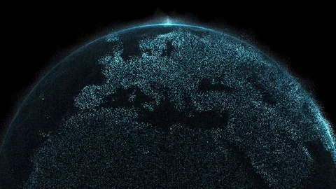 Digital data globe 3d animation - Europe, EU - zoom Stock Footage 111526955