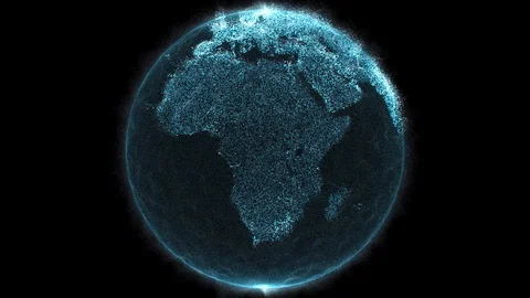 Digital data globe 3d animation - Africa, EU Stock Footage 111527001
