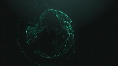 Digital data globe - 3d Earth animation. Earth Animation Rotating Seamless Stock Illustration