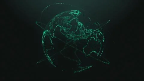 Digital data globe - 3d Earth animation. Earth Animation Rotating Seamless Stock Illustration