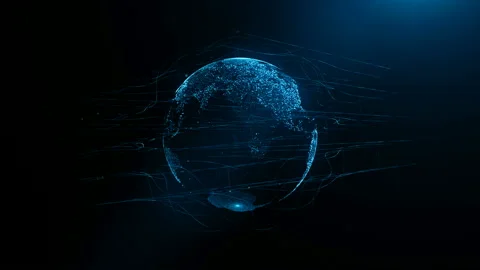 Digital data globe - abstract 3D rendering of a scientific technology data Stock Footage
