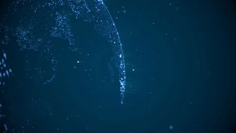Digital data globe. Abstract world map and scientific technology data network Stock Footage