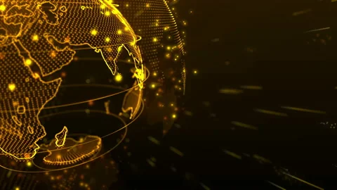 Digital data globe. Amber glow hologram of Planet Earth. Stock-Footage 95015024