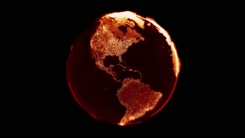 Digital data globe rotation - 3d animation - red color version Stock Footage 164668022