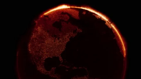 Digital data globe rotation - 3d animation - red color version Stock Footage 164668868