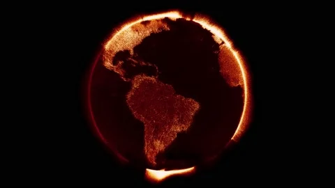 Digital data globe rotation - 3d animation - red color version Stock Footage 164669317
