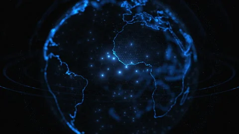 Digital data globe,planet earth conveying connectivity Видео 157035466