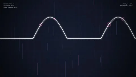 Digital Data Graph Analysis: Futuristic Interface with Waveform and Analytics Stock Footage 348415502