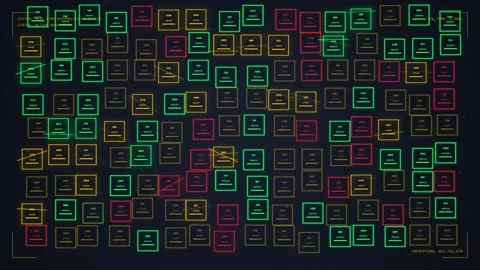 Digital Data Grid Abstract Background with Glowing Squares and Lines Stock Footage 348414690
