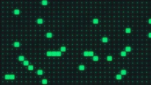 Digital Data Grid Animation with Glowing Network Nodes Background Stock Illustration