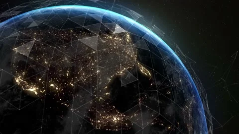 Digital data grid around the planet. Stock Footage 150495594