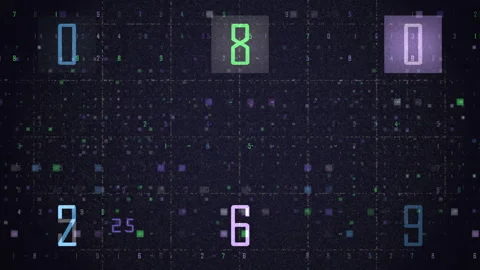 Digital Data Grid Floating Numbers Futuristic Technology Background Stock Footage 338003790