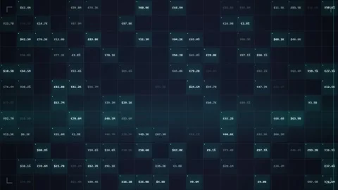 Digital Data Grid HUD Interface: Futuristic Technology Background Stock Footage 348571750