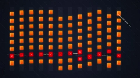 Digital Data Grid with Red Markers: Technology, Network, Analytics, Futuris.. Stock Footage 348424177