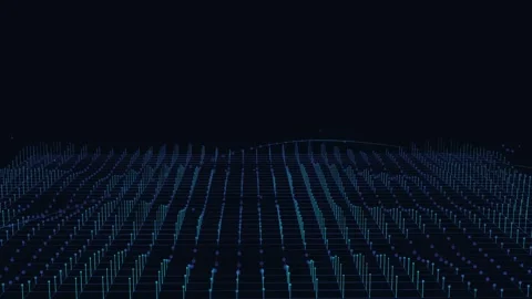 Digital data grid rising in abstract futuristic landscape, technology concept 库存影片 341246018