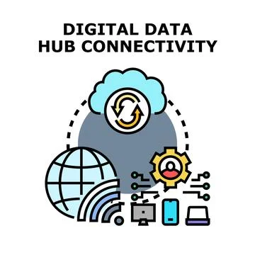 Digital data hub connectivity for global network access イラスト素材