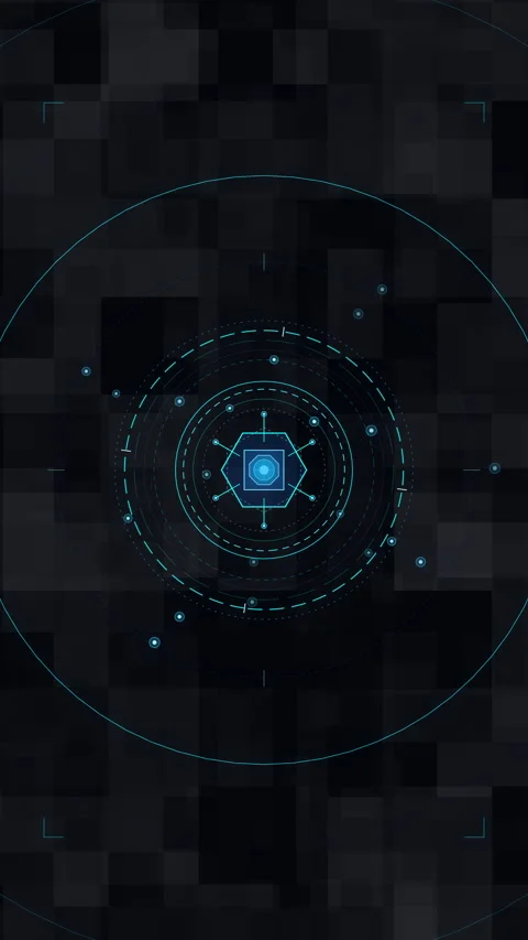 Digital data hub interface, pulsating radar scan, tech network, hud display.. Stock Footage 348328670