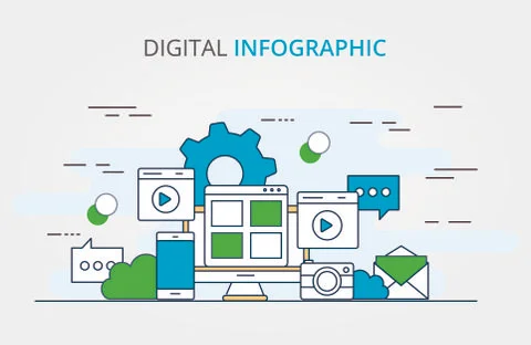Digital data infographic vector design Illustrazione stock