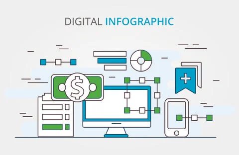 Digital data infographic vector design Stock Illustration