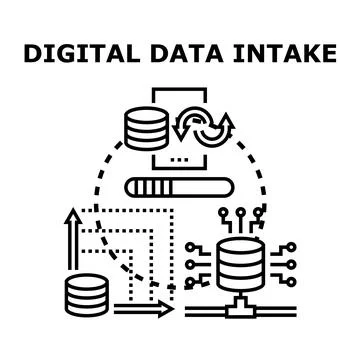 Digital data intake processing and technology concept Stock Illustration