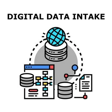 Digital data intake processing and storage concept 库存插图