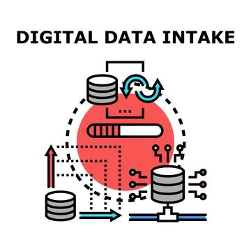 Digital data intake processing and technology concept 库存插图