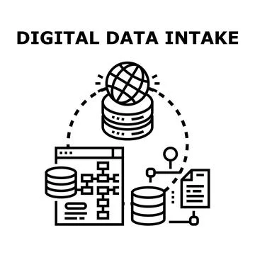 Digital data intake processing and storage concept Stock Illustration