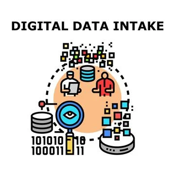 Digital data intake processing and management concept Stock Illustration