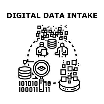 Digital data intake processing and management concept Stock Illustration