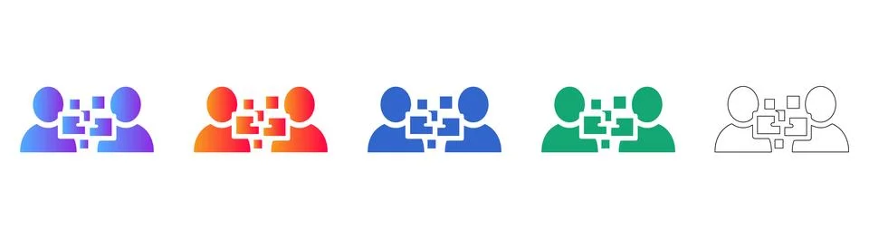 Digital Data Integration and User Link Icon Set イラスト素材