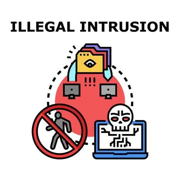 Digital data intrusion cybercrime concept violating private access 库存插图