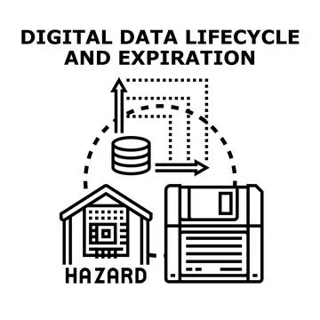 Digital data lifecycle and expiration concept illustration Stock Illustration