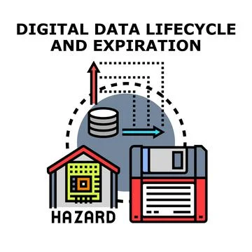 Digital data lifecycle and expiration concept illustration Stock Illustration
