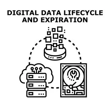 Digital data lifecycle expiration management concept Ilustração Stock