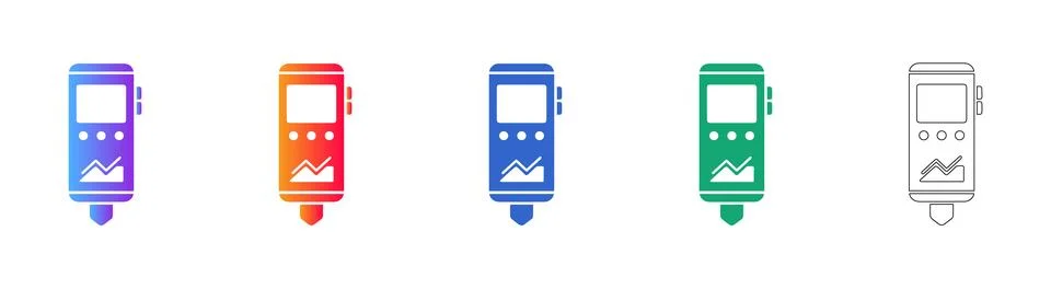Digital Data Logger Device Icons Set Stock Illustration