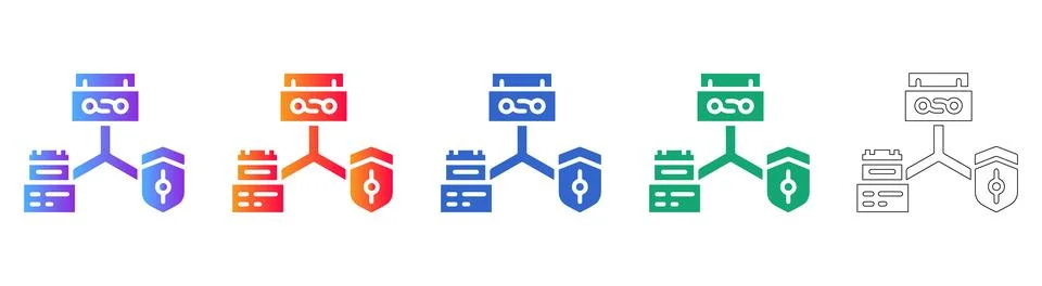 Digital Data Management and Security Icons Stock Illustration