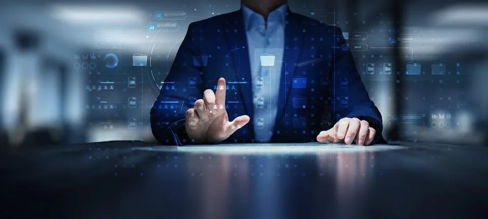 Digital Data Management and Workflow Visualization. Stock Photos