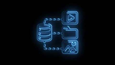 Digital data management system with database connected to video folder and image Stock Footage 333951508