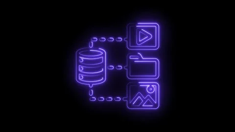 Digital data management system with database connected to video folder and image Stock Footage 333951510