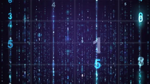 Digital Data Matrix Falling Numbers, Code Streams Cyber Data Flow Stock-Footage 334678219